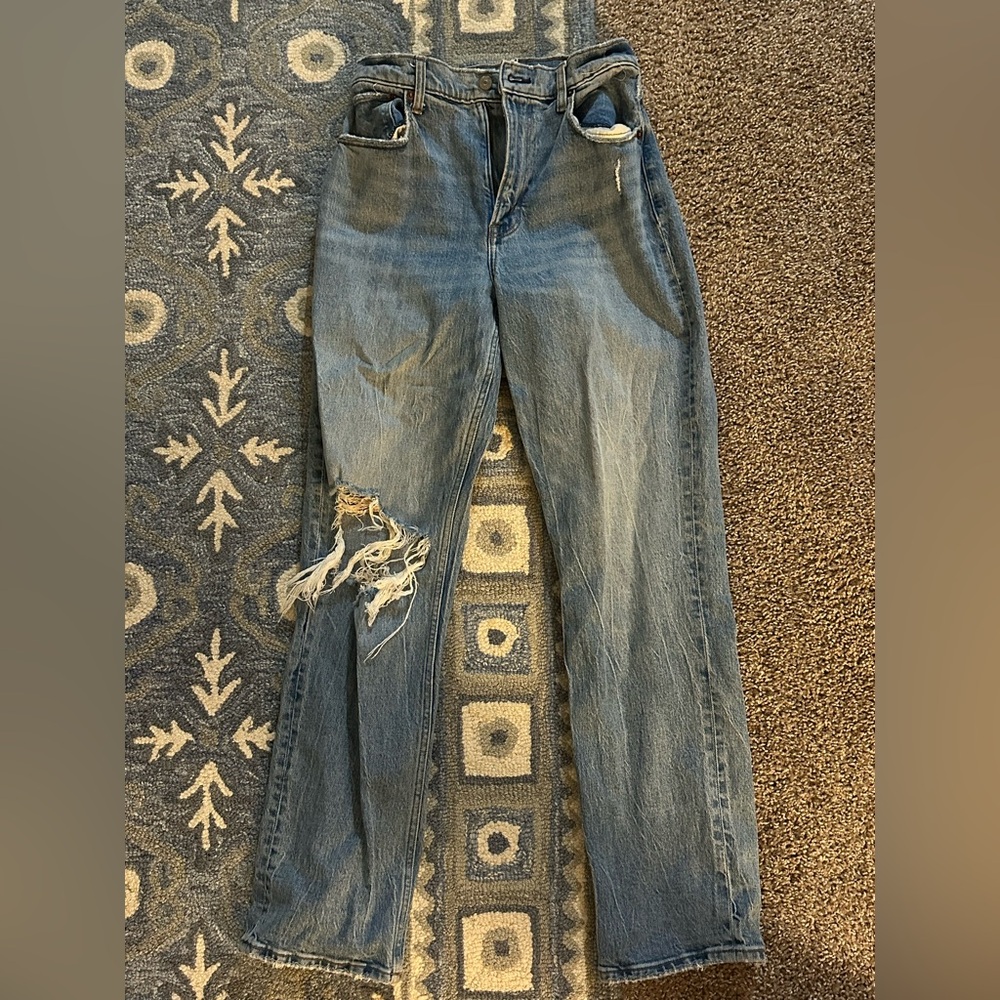 Curve Love Abercrombie & Fitch Ripped Blue Straight Leg Jeans